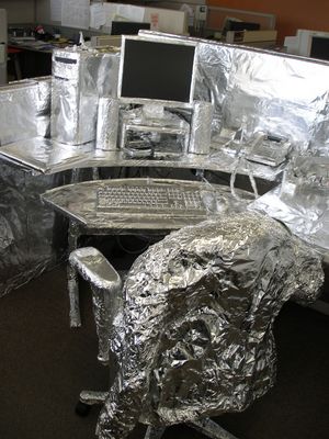 Foiling of MJ's office.
